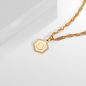 Hexagon Letter Necklace